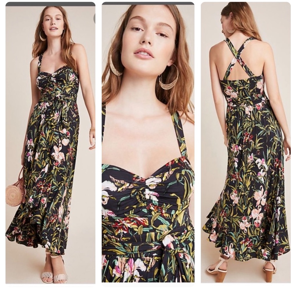 NWT Anthropologie Gabriella ruffled maxi dress